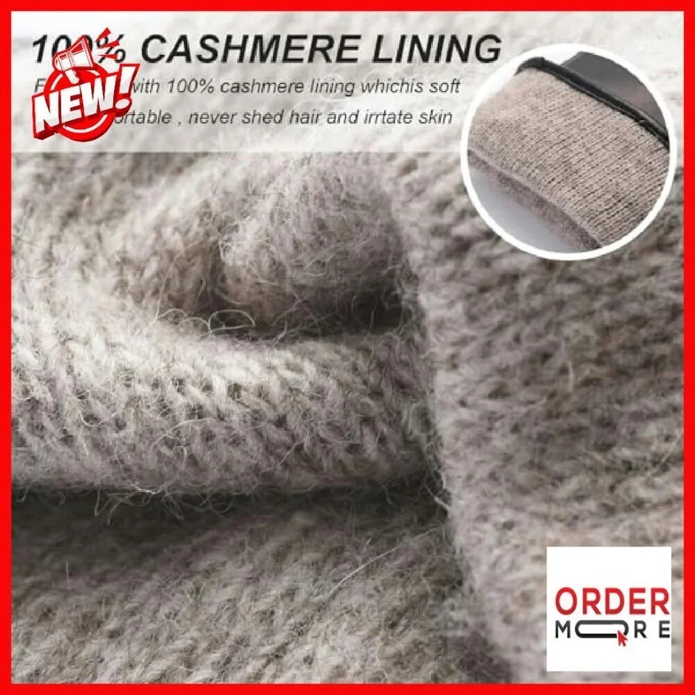 Genuine Leather Touchscreen Gloves, Cashmere Lined, Winter Driving